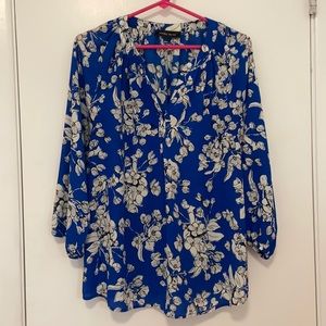 Blue floral blouse